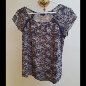 Maison Scotch black white grey cap sleeve Blouse size S